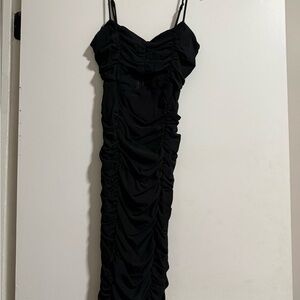 Elegant Black Ruched Dress